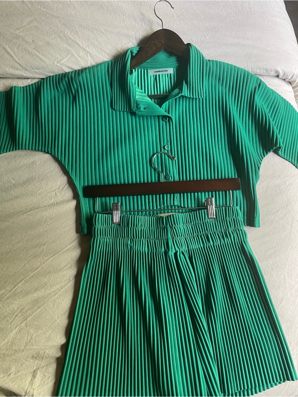 Maniére De Voir Green Pleated Two-Piece Set